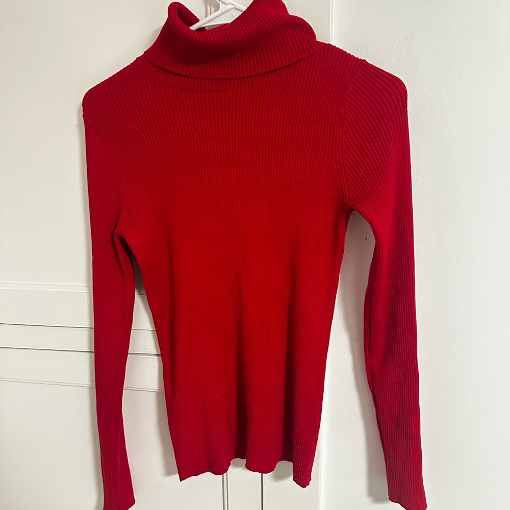 Time and Tru Red Cowl Neck Sweater with Long Sleeves